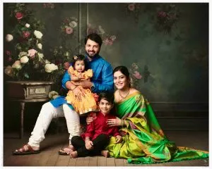 Praveena with his wife Chinmayee and two children